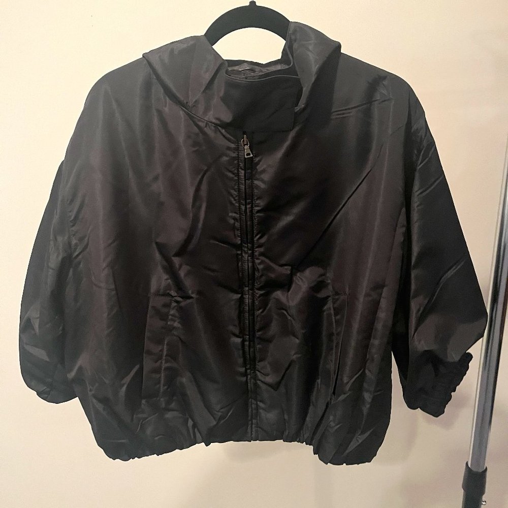 Prada Black 3/4 Sleeve Hooded Jacket - Size 42